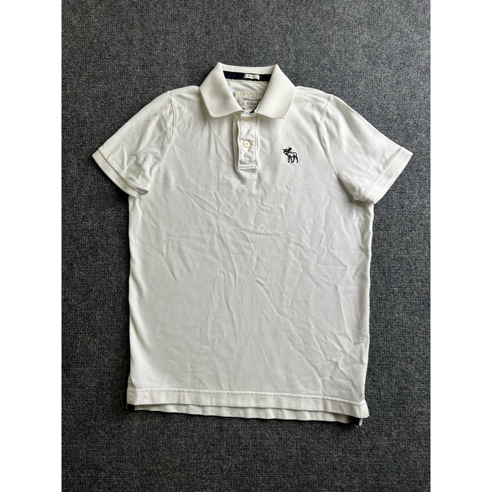 Men's Abercrombie & Fitch Muscle Fit White Moose Logo Polo Shirt, Size 2XL